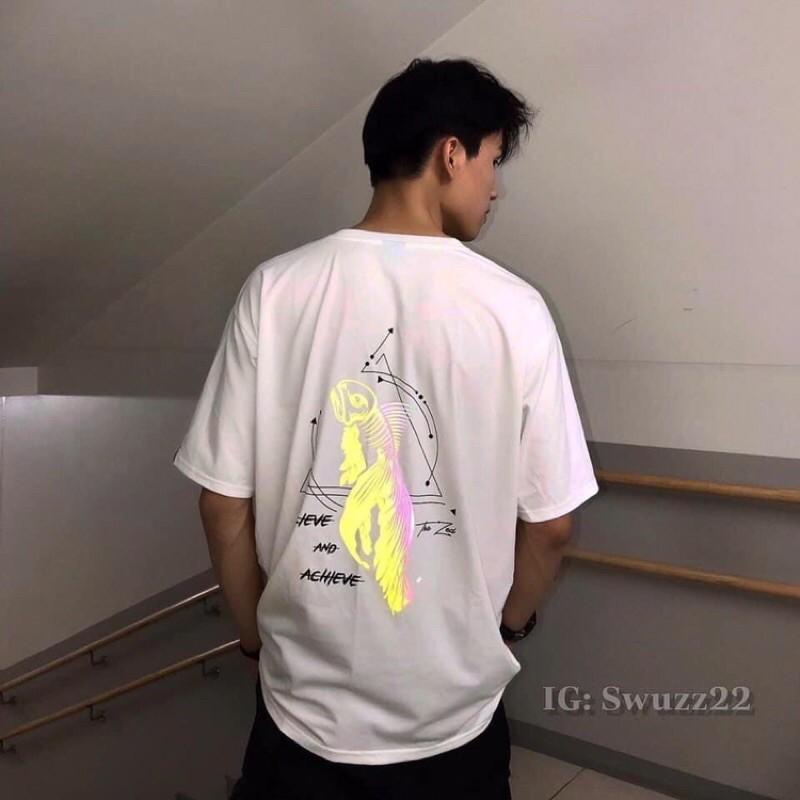 Áo thun phản quang bạc chất cotton 4chiều form dưới 70kg nam nữ