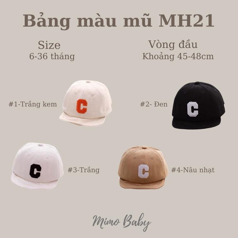 Mũ lưỡi trai họa tiết chữ C cho bé MH21 Mimo Baby