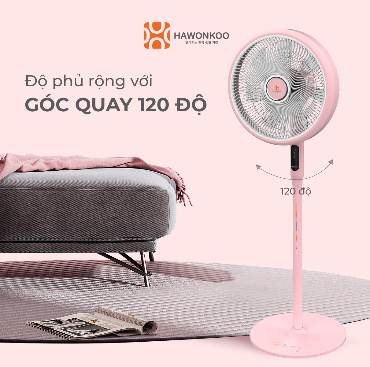 Quạt Đứng HAWONKOO DC FDH-012-SPEED24 7 Cánh 25W Hàng Chính Hãng Bảo Hành 12 Tháng - Thương Hiệu Hàn Quốc
