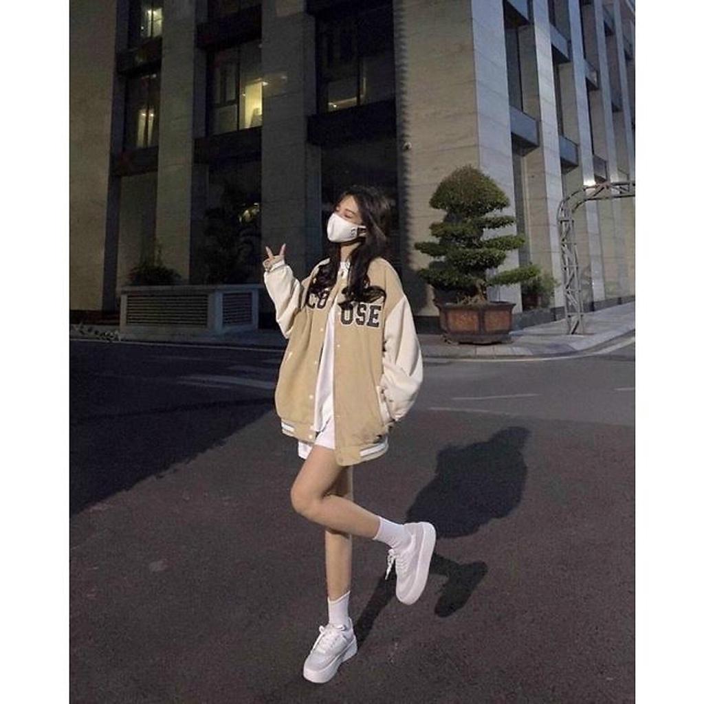 Áo Khoác Nhung Kiểu Dáng Bomber GOLDEN DREAM Thêu Chữ CHOOSE