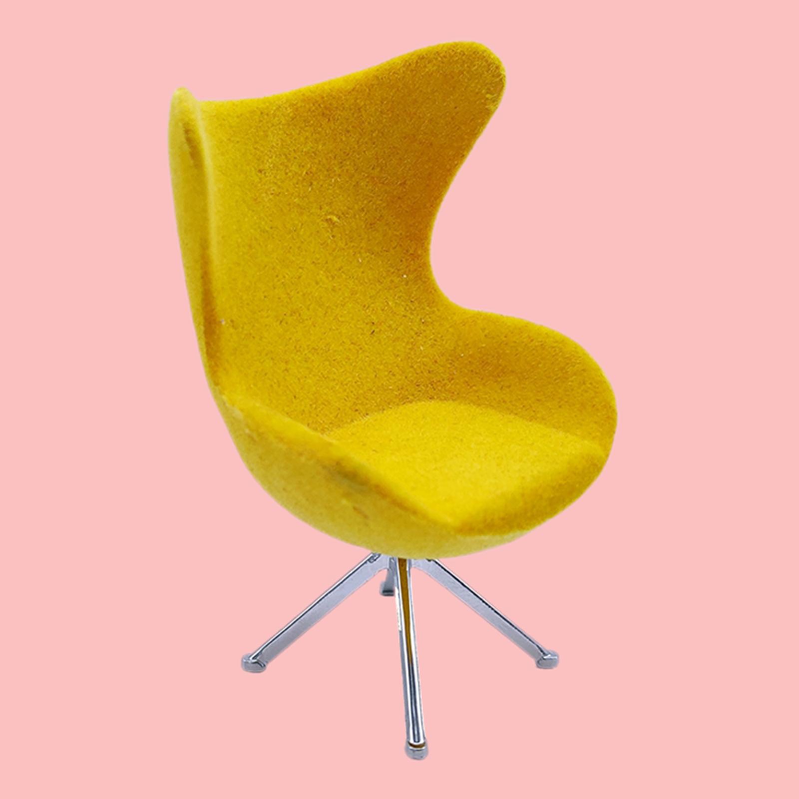 Yellow Dollhouse Toy Miniature Furniture Plastic Outdoor Garden Chair Toy 1:12