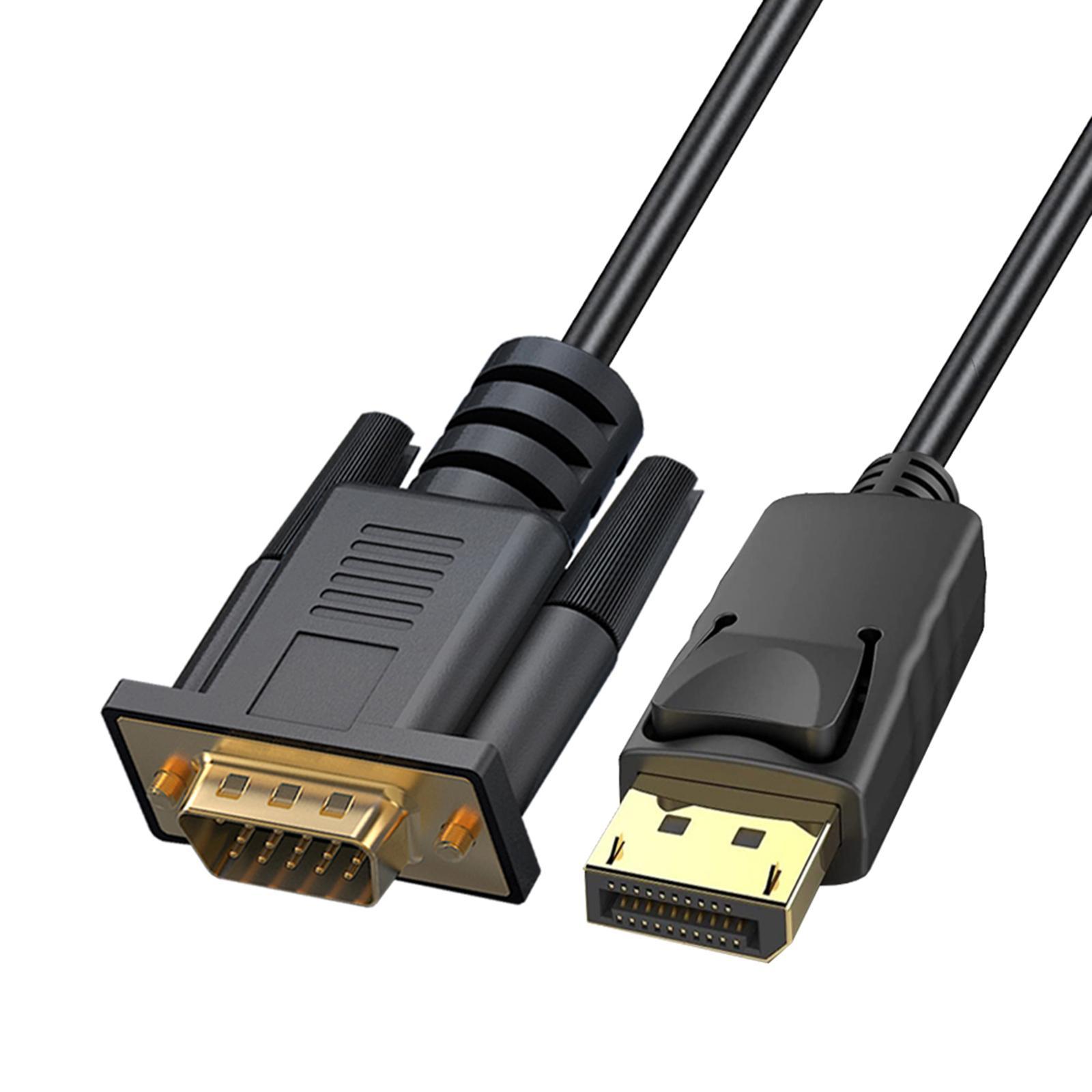 DP to VGA Cable, DP to VGA cable Plated, DP Male to VGA Male Cable, Black