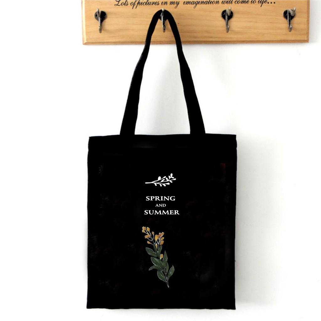 (Quà Xinh) Túi tote vải canvas cành hoa cải Siêu hot tặng quà xinh