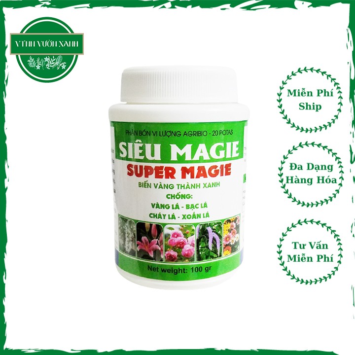 Phân bón siêu vi lượng Magie - super Mg biến vàng thành xanh, chống bạc lá, xoắn lá 100g