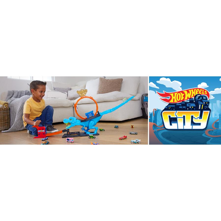 Đồ Chơi Thử Thách Khủng Long T-Rex Nuốt Chửng Siêu Xe HOT WHEELS HKX42