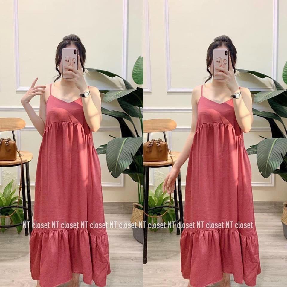 Đầm bầu hay dây Váy bầu sexy mặc nhà MAMA DRESS đi du lịch đi biển mùa hè mát lạnh dáng suông rộng cho cả mom k bầu V62