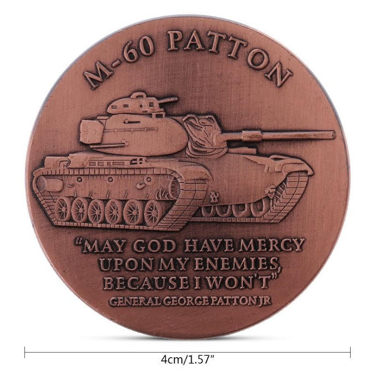 Xu Lưu Niệm Xe Tăng M60 Patton, chất liệu Niken, màu hồng vàng, dùng để sưu tầm, trang trí bàn sách, bàn làm việc, xỏ lỗ đeo dây - TMT Collection-SP002417