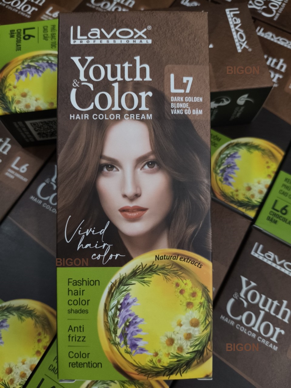 (Vàng Gỗ Đậm) Kem Nhuộm Dưỡng Tóc Màu Thời Trang Lavox Youth&amp;Color L7 - Dark Golden Blode