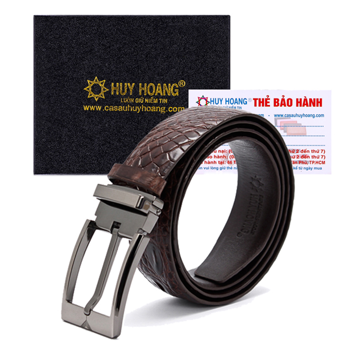 Thắt Lưng Nam Da Cá Sấu Đầu Kim Huy Hoàng HT4214 - Nâu Đất