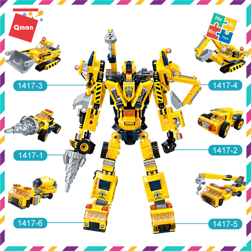 Bộ Đồ Chơi Xếp Hình Qman 479 Mảnh 6 Trong 1 Robot Người Máy Kĩ Thuật 1417 Cho Trẻ Từ 6 Tuổi