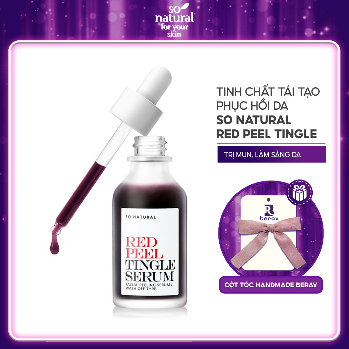 [Mẫu mới 2020] Tinh Chất Tái Tạo và Phục Hồi Da Red Peel Tingle Serum 35ml - Tặng Kèm Cột Tóc Nơ BERAV Handmade Annie Ribbon Giao Màu Ngẫu Nhiên