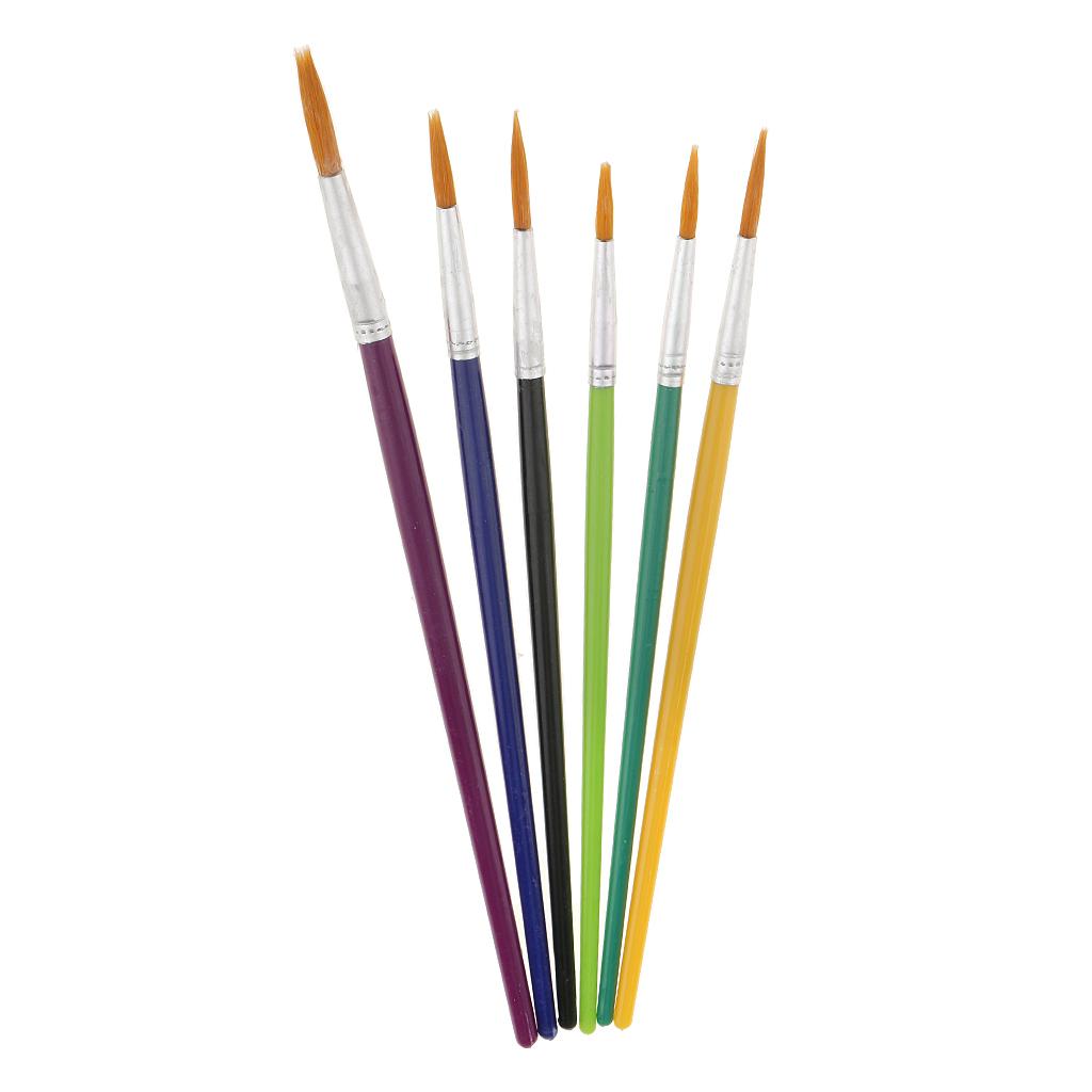 6 Chiếc Lông Tay Cầm Bằng Gỗ Nghệ Sĩ Sơn Bộ Bàn Chải Cho Acrylic Màu Nước Tinh Dầu