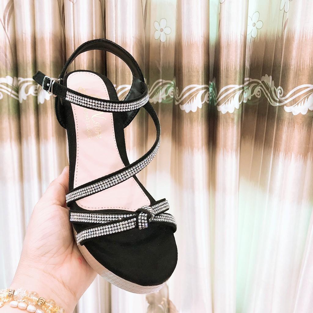 Ảnh thật Giày cao gót đế xuồng quai mảnh xoàn chéo gót T&T