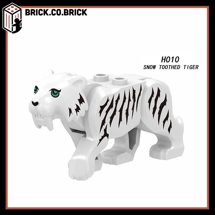 Đồ chơi Lắp ráp minifig Nhân vật Động vật Rừng xanh Hổ Răng Nanh trắng Kỷ Băng Hà Snow Tiger H010