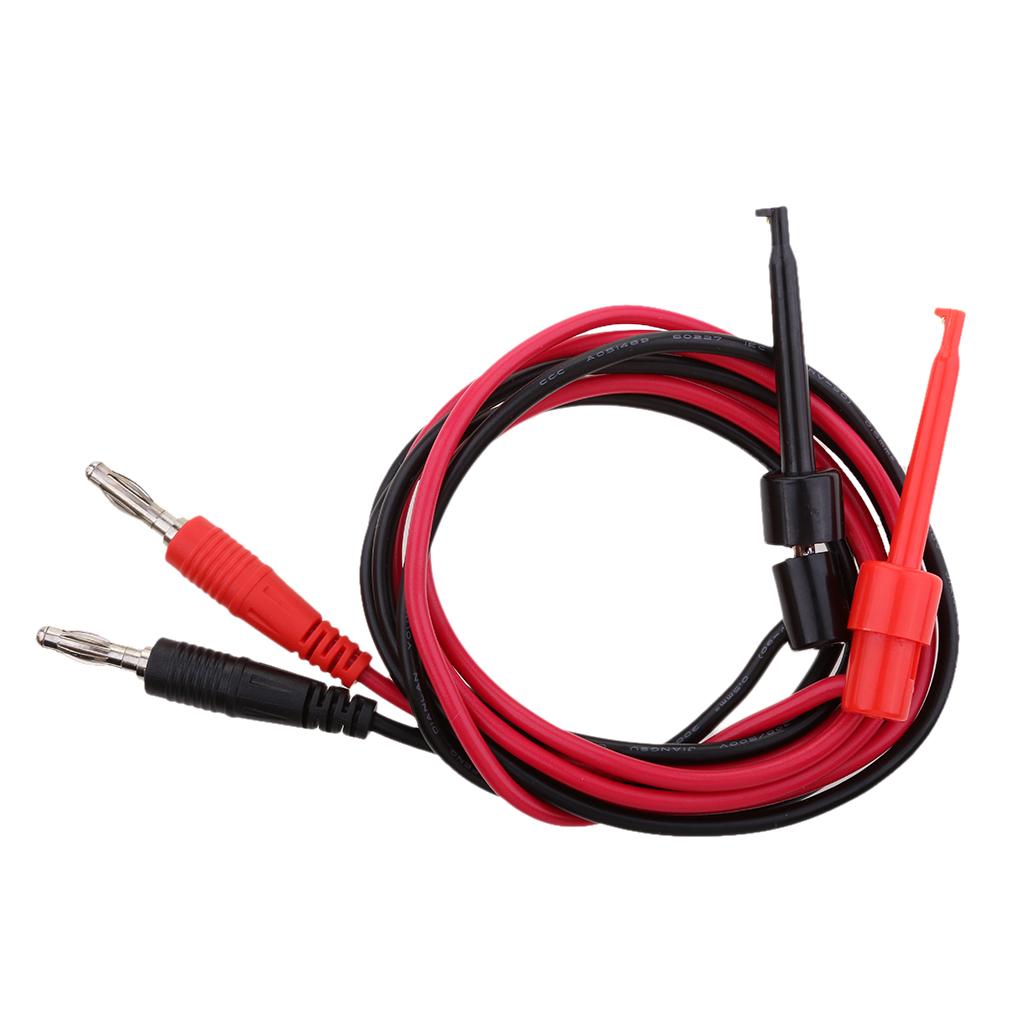 2Pcs 4mm Banana Plug to Medium Test Hook Clip Cable for Electrical Testing