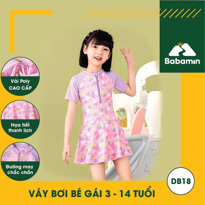 Đồ Bơi Bé Gái 3 - 15 Tuổi, Váy Bơi Cao Cấp Quần Liền Thời Trang - DB18