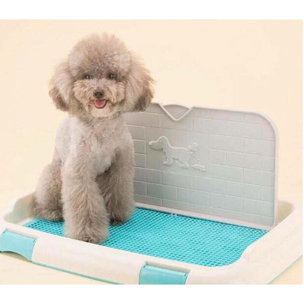Khay vệ sinh cho chó mèo - Khay hướng dẫn cún đi vệ sinh đúng chỗ TẶNG KÈM cột &amp; tường chắn cho chó đực 2 size