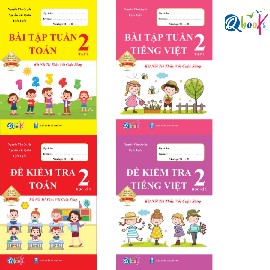 Sách - Combo 4 Cuốn Bài Tập Tuần và Đề Kiểm Tra Toán - Tiếng Việt 2 - Học Kì 2 - Kết Nối Tri Thức Với Cuộc Sống