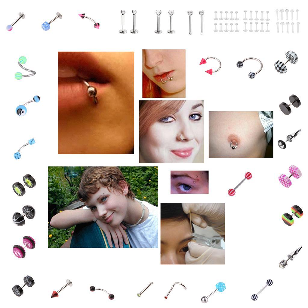 Of 4,6,8,10mm Stainless Steel Ear Earrings Ear Stud Black Unisex