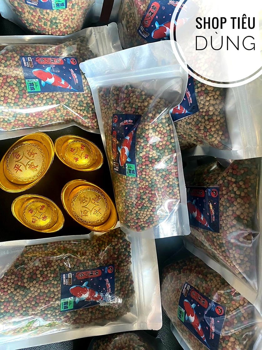1kg Cám Cá Porpoise Color thức ăn cao cấp cho cá Koi chiết ra túi Zip