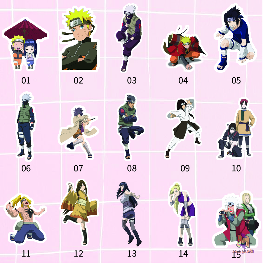 Miếng dán Stickers chủ đề Naruto