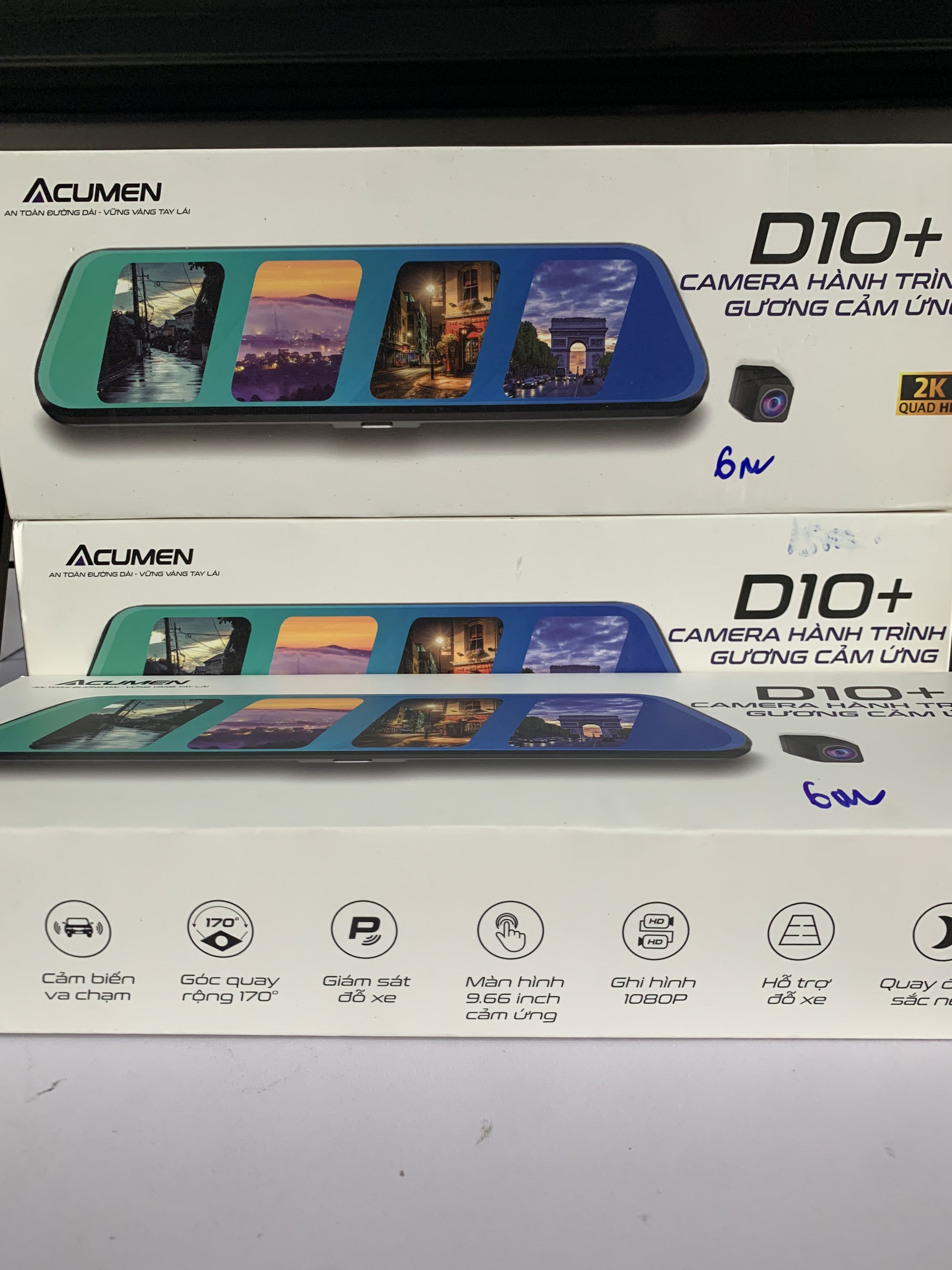 Camera Hành Trình Gương ACUMEN D10+ FullHD 1080P Ghi hình trước sau, Màn hình Cảm Ứng 9.66INCH, Góc Rộng 170 Độ