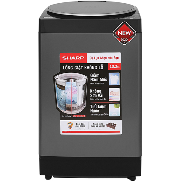 Máy Giặt Cửa Trên Sharp ES-W102PV-H - Hàng Chính Hãng - Chỉ giao tại Hà Nội