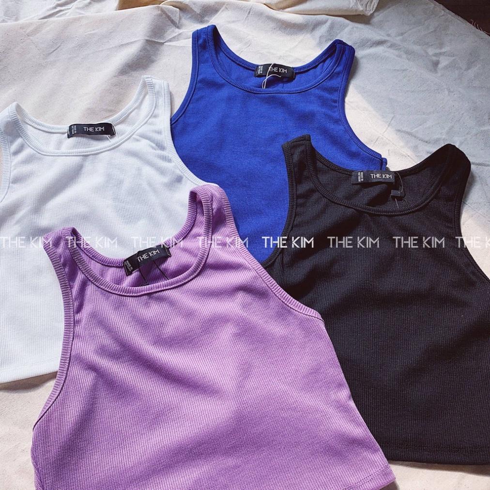 Áo croptop len tăm sát nách thời trang nữ , thun tăm cổ tròn 3 lỗ nữ ulzzang The Kim A121 chất mát, phom đẹp, coco land