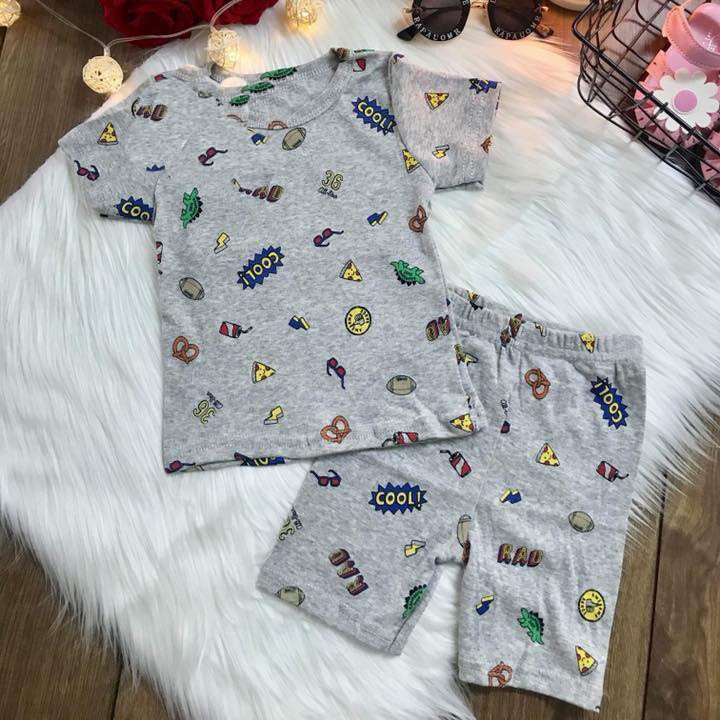 Bộ quần áo cộc tay bé trai chất cotton size 1-5 (giao mẫu ngẫu nhiên)