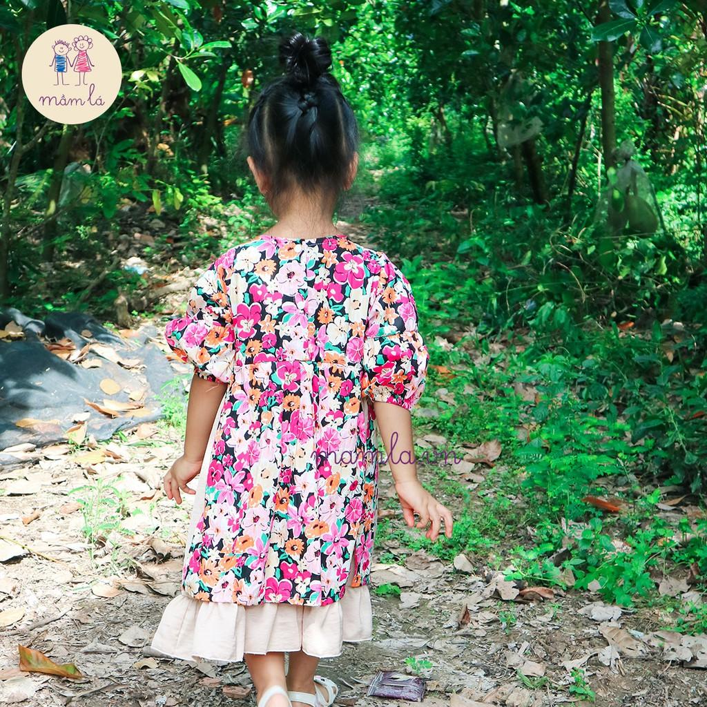 Váy đầm cách tân hoa to tím | 1Y-5Y
