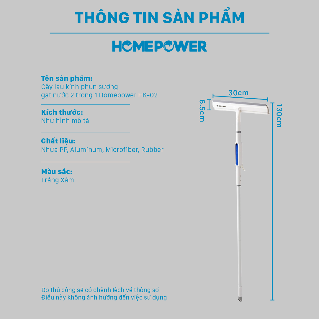 Cây Lau Kính Phun Sương Gạt Nước 2 Trong 1 Homepower HK-02