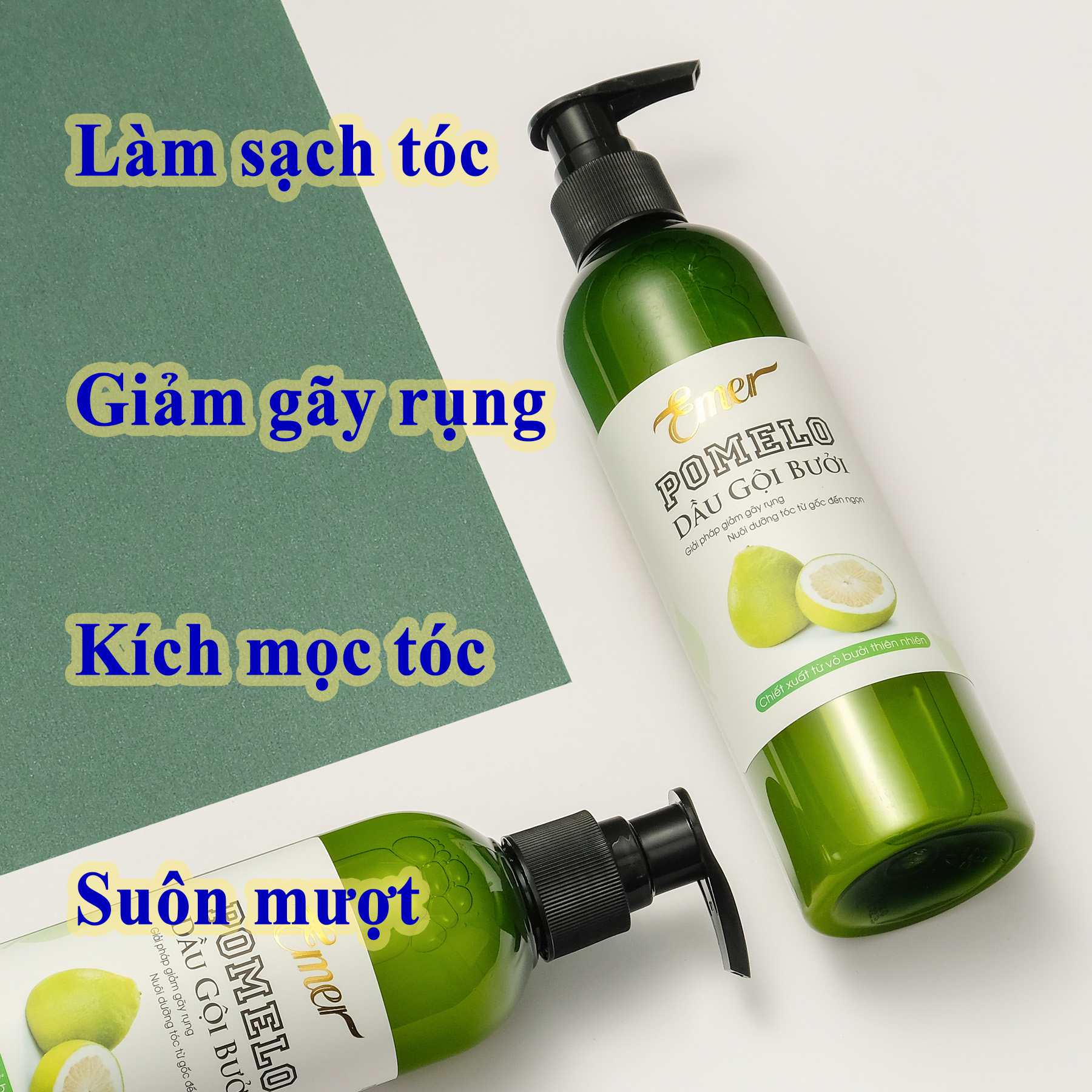 Bộ 2 chai Dầu gội bưởi giảm rụng tóc Pomelo (300ml x 2) giúp kích thích mọc tóc con, cho tóc mọc nhanh hơn gấp 2 đến 3 lần