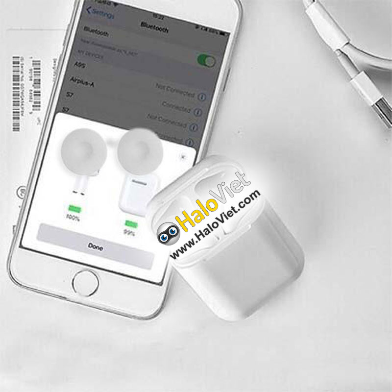 Tai nghe không dây bluetooth i12 / Inpods 12 TWS v5.0 - Tặng 1 cặp mút đệm bọc tai nghe, giúp êm tai, lọc âm &amp; tăng bass