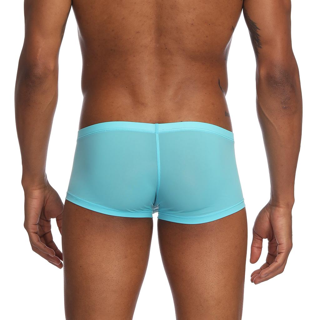 Men Soft Underwear Shorts Mesh Solid Boxer Briefs Trunks Pants Sexy Lingerie