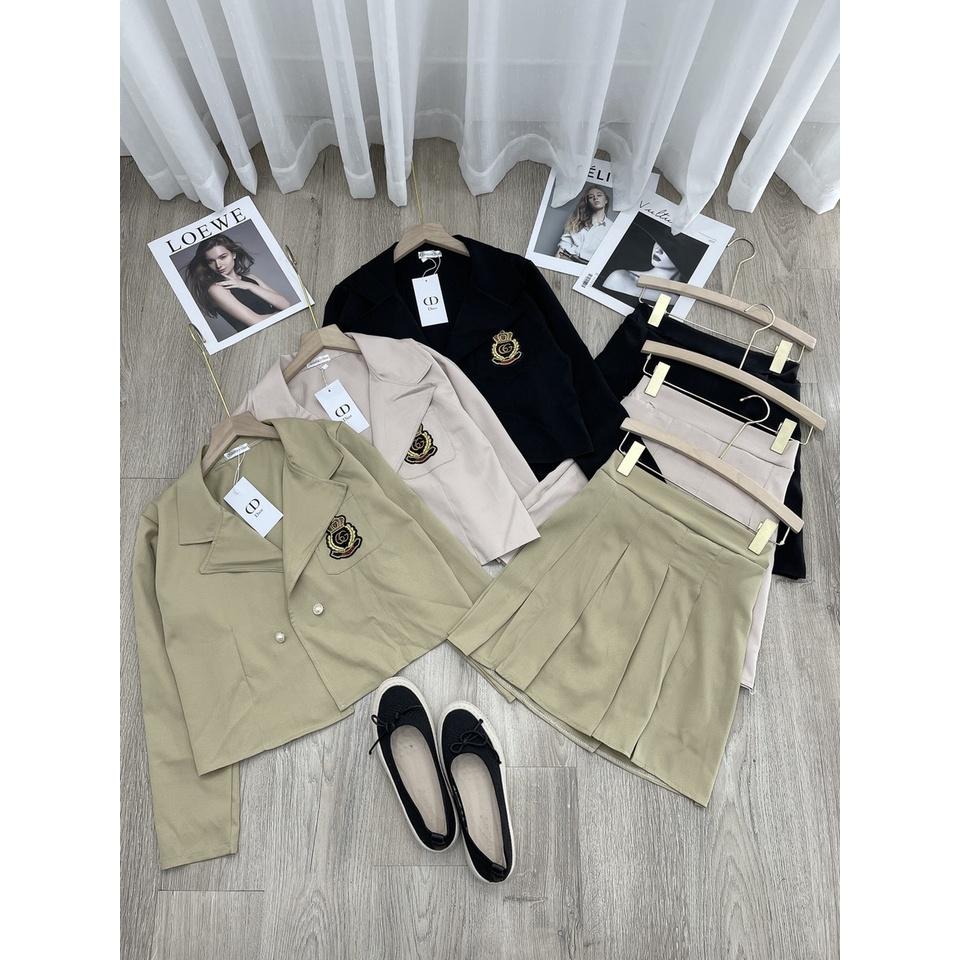 Sét áo GG cổ vest crt mix cv xếp li