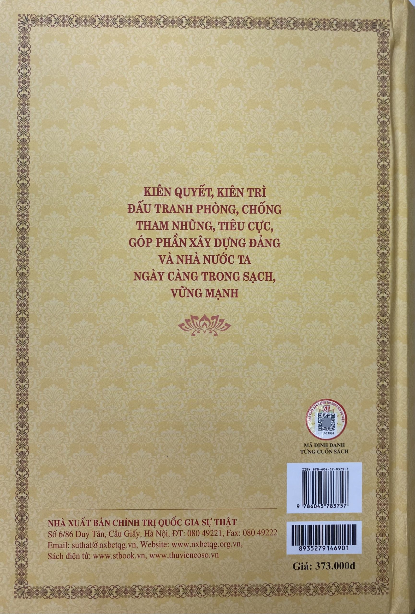 Kiên quyết, kiên trì đấu tranh phòng, chống tham nhũng, tiêu cực, góp phần xây dựng Đảng và nhà nước ta ngày càng trong sạch, vững mạnh (Bìa cứng)