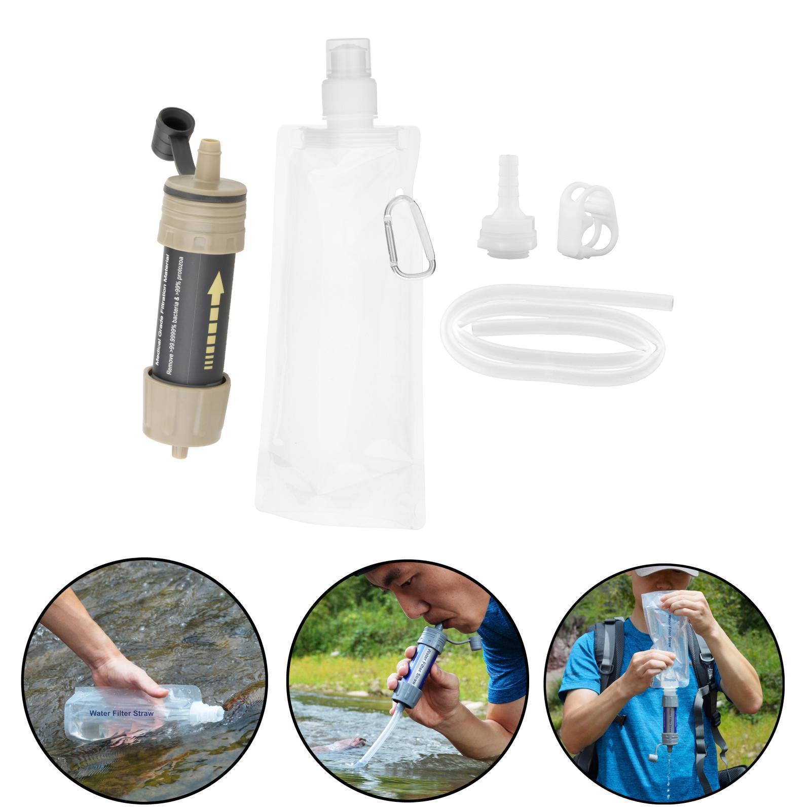 Portable Water Filter Straw Kit Outdoor Water Filter Water Purification with Bag for Traveling