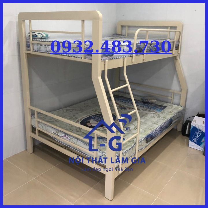 Giường sắt 2 tầng hộp 48 cao cấp 1m6x1m8 dài 2m