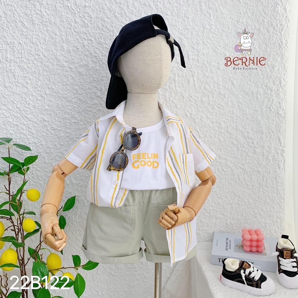 Set bé trai áo sơ mi, quần short, áo ba lỗ soái ca hàn quốc