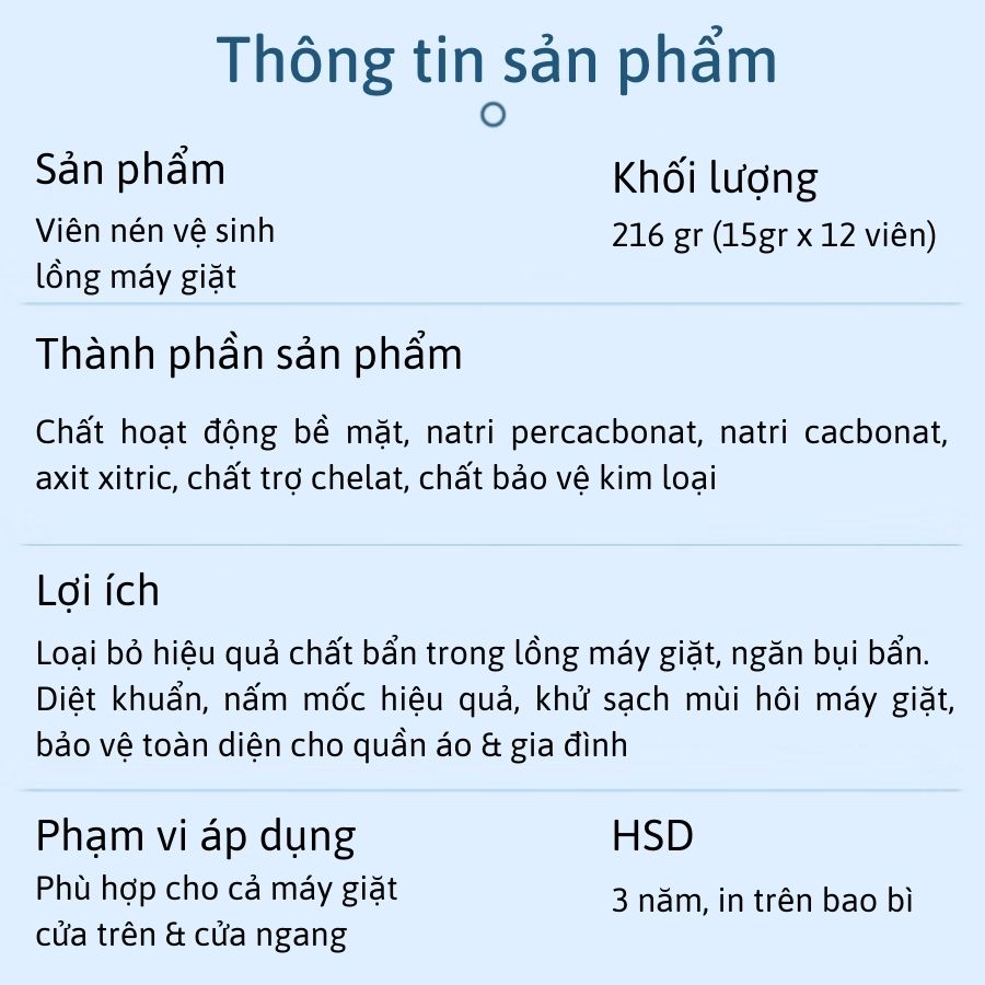 1 Viên Vệ Sinh Lồng Máy Giặt Công Nghệ Cao Seaways - Diệt Sạch 99,99% Vi Khuẩn -Tẩy Sạch Cặn Máy Giặt