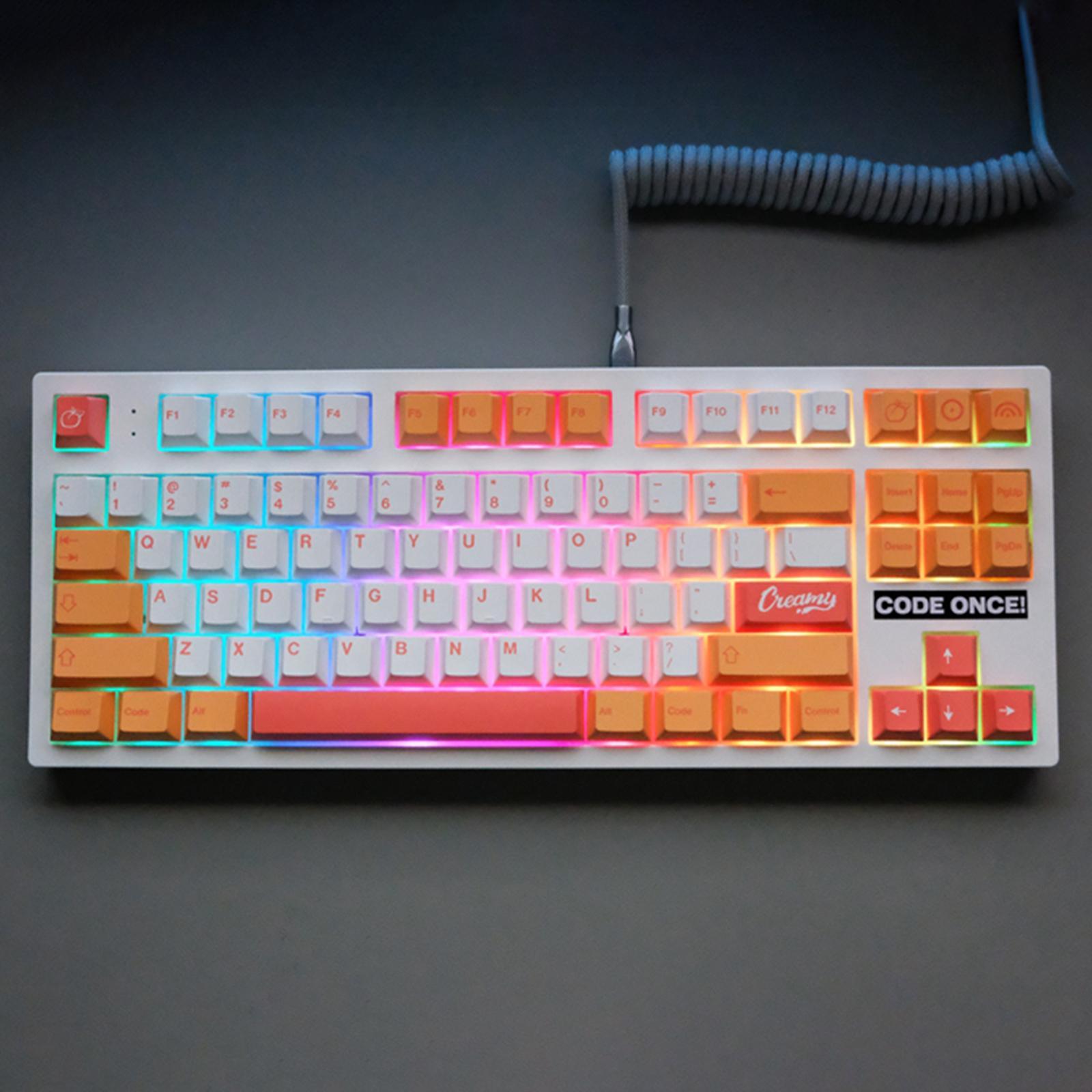 Universal 141 Keys PBT Keycaps, Dye Sub Cherry Profile, 6.25U Spacebar, ANSI Layout Peach Key Caps for Mechanical Gaming Keyboard Keycap Set