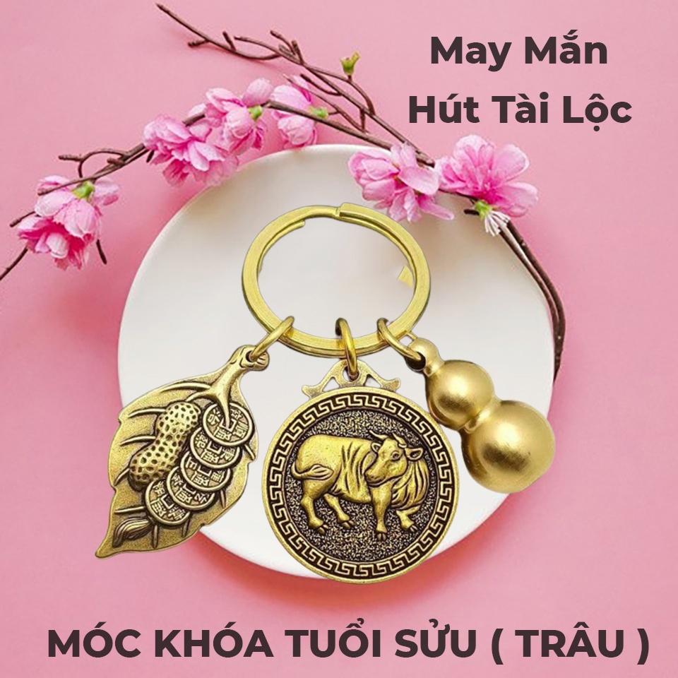 [CÒN HÀNG] [CON TRÂU] Móc Khoá Xe Máy, Oto 12 Con Giáp Phong Thuỷ Bằng Đồng Thau