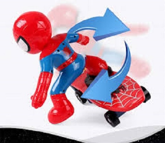 (HÀNG ĐỘC) Đồ chơi người nhện lướt ván xoay 360 độ có đèn và nhạc màu đỏ cao cấp