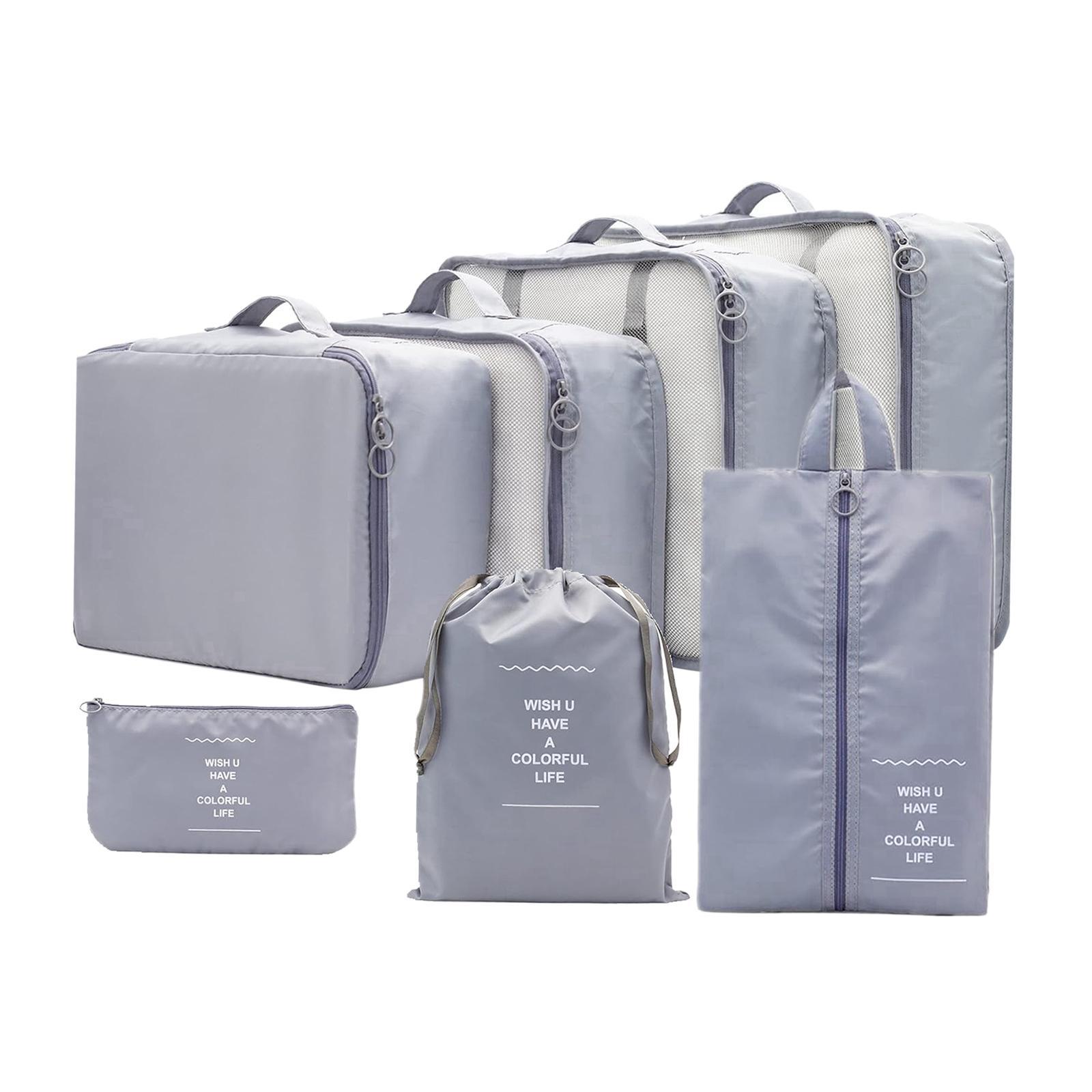 7 Pieces Portable Packing Cubes Travel Organizers for Travel Cosmetics Shoes