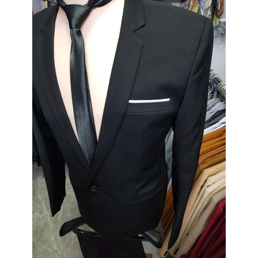 Bộ vest nam màu đen ôm body chất vải mềm mịn