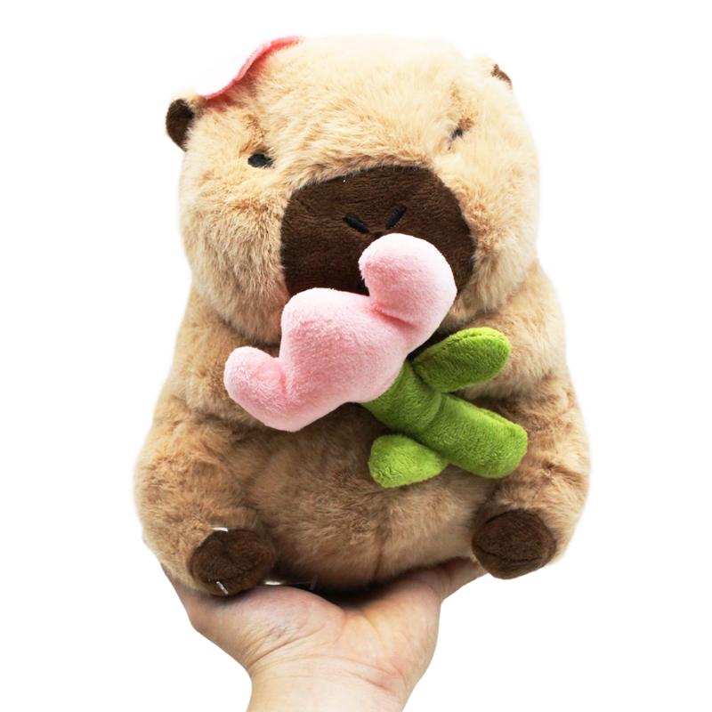 Thú Bông Capybara Ôm Hoa 25 cm - Nuan Nuan SLKPLH30