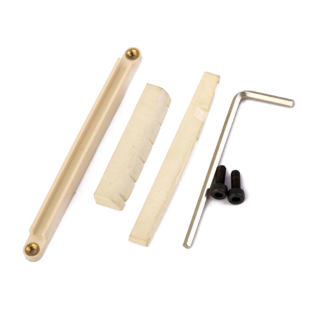 1 Set Of Bridge Saddle And Slotted Nut For 6 String Acoustic Guitar