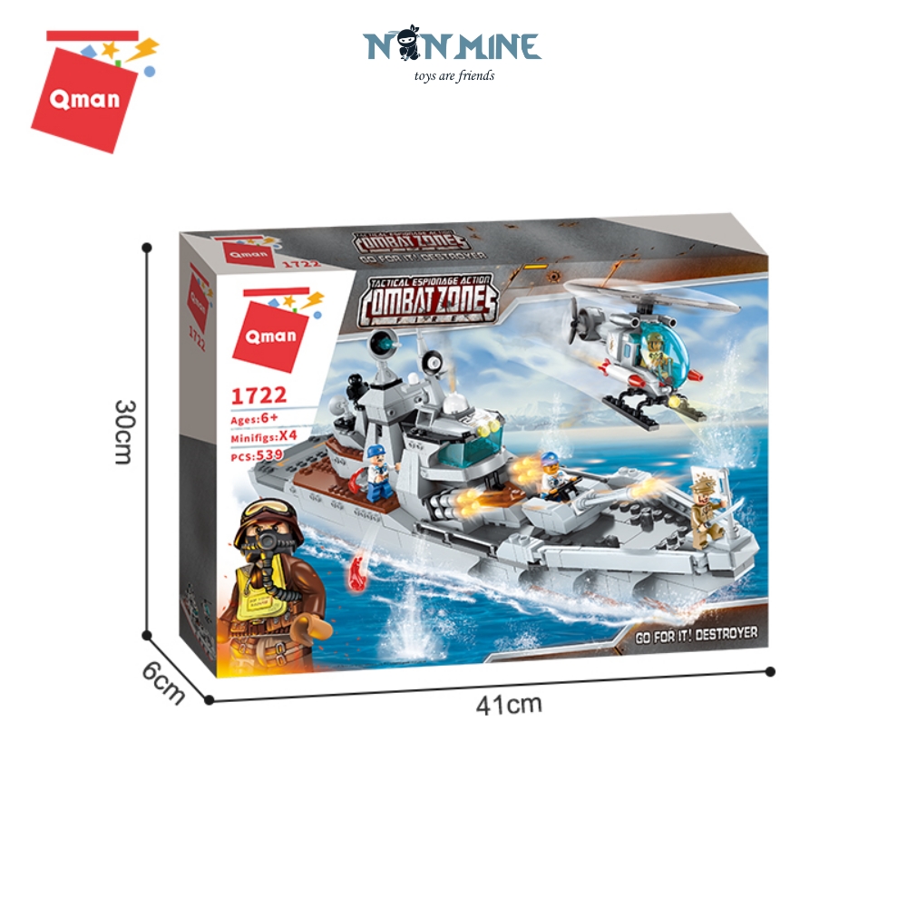 Bộ Xếp Hình Lắp Ghép Lego Quân Sự Qman 1722 Tàu Tuần Tra Máy Bay Trên Biển 539 Chi Tiết Cho Trẻ Từ 6 Tuổi