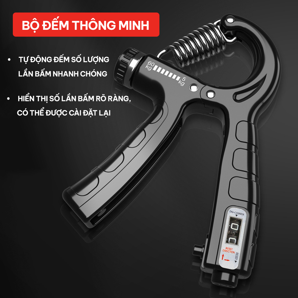 Kìm bóp tay, kìm tập tay chữ A có đếm số tự động GoodFit GF02E kìm tập cơ tay điều chỉnh lực từ 5-60kg