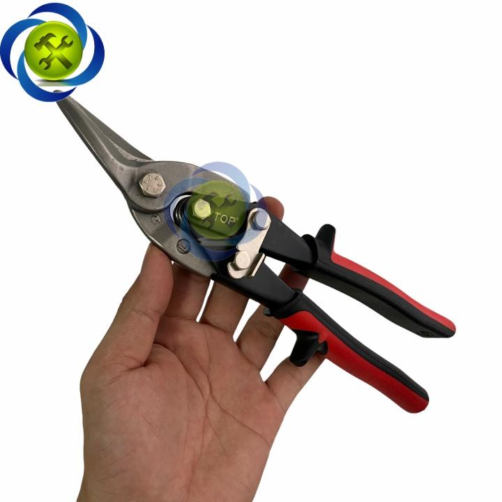 Kéo cắt tôn mũi cong trái TOP VNH-001L cán đỏ 10"/250mm